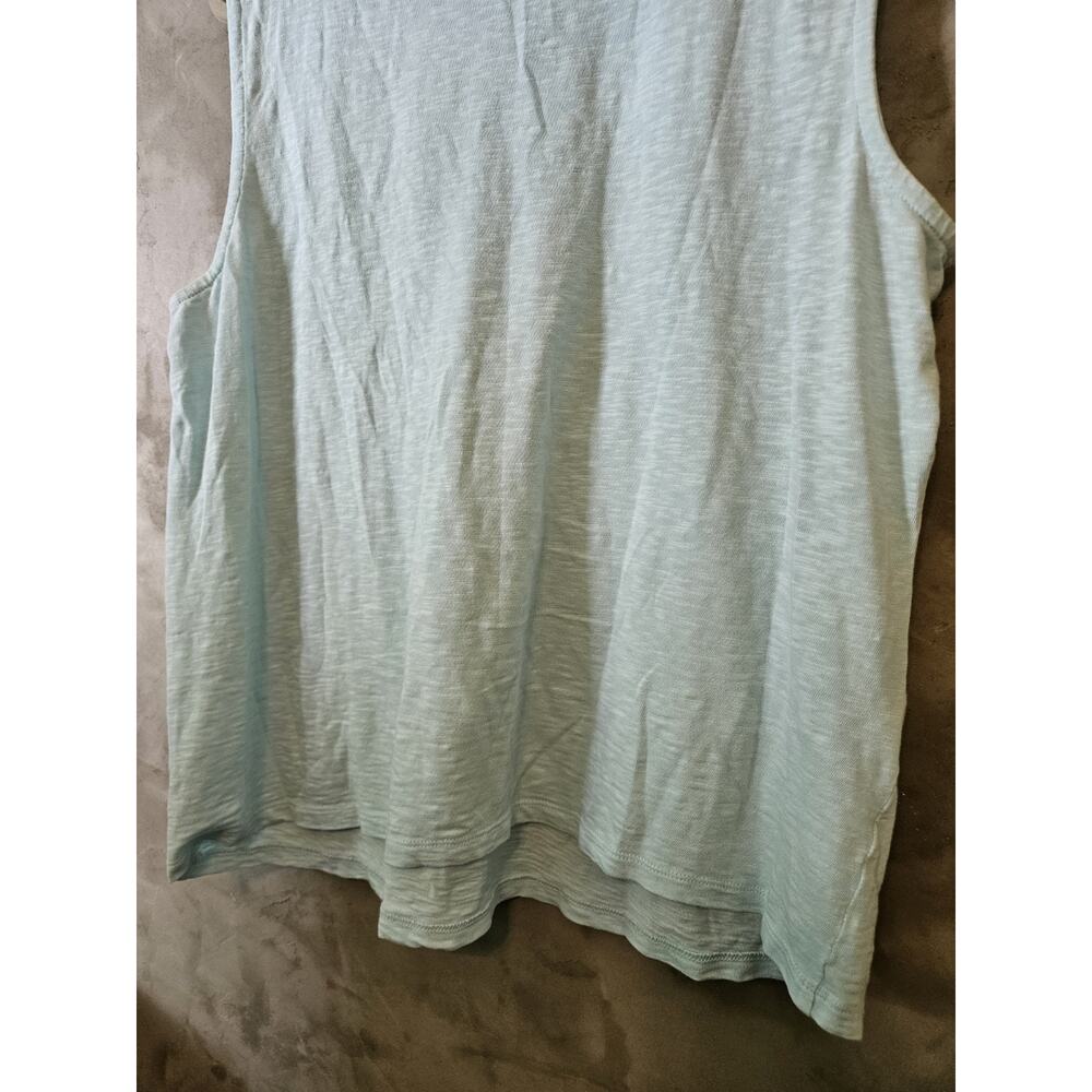Talbots XL Blue 100% Cotton Knit Scoop Neck Sleeveless Embroidered Tank - Picture 5 of 7